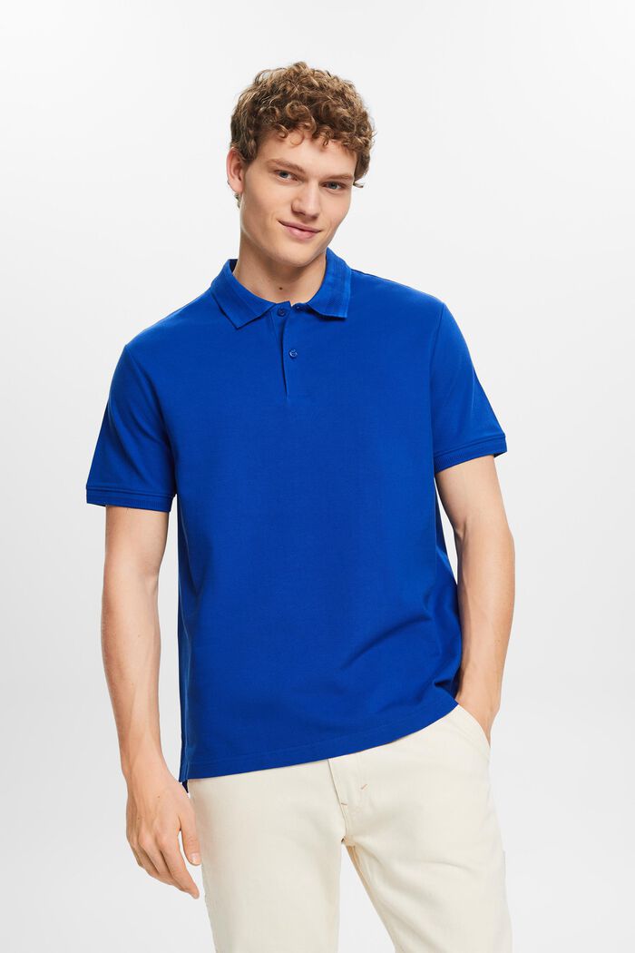 Polo in cotone piqué, BRIGHT BLUE, detail image number 0