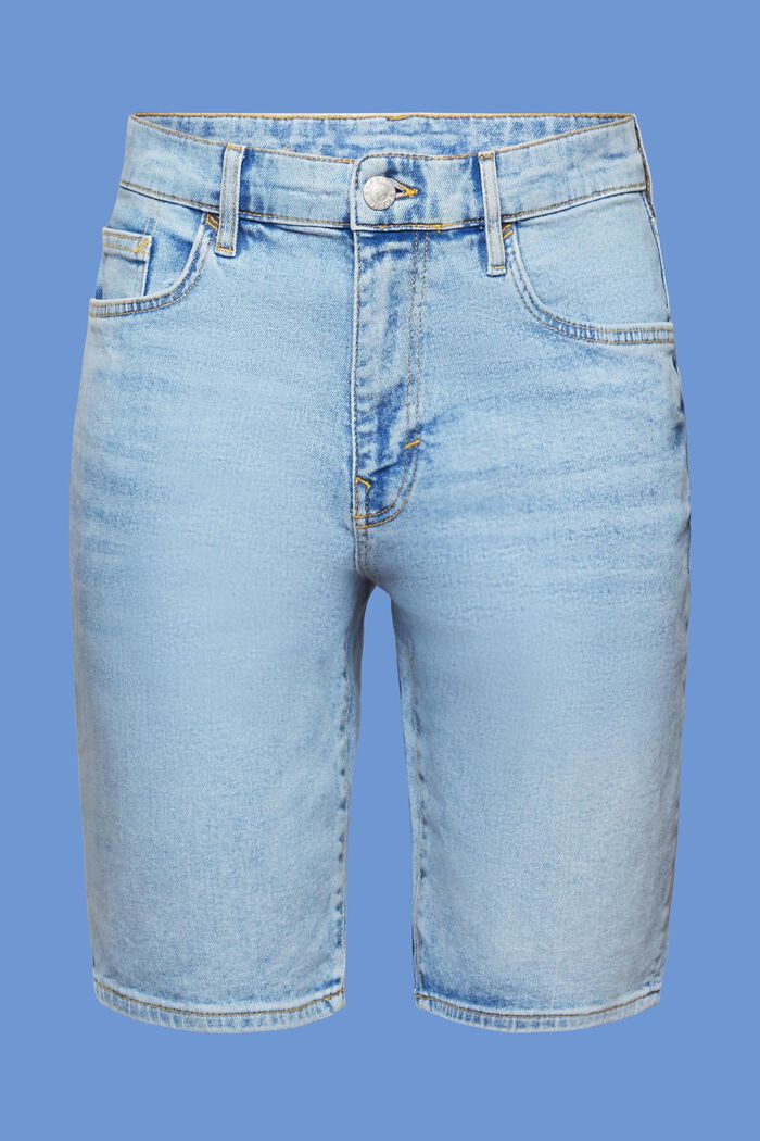 Pantaloncini in denim relaxed slim fit, BLUE LIGHT WASHED, detail image number 6