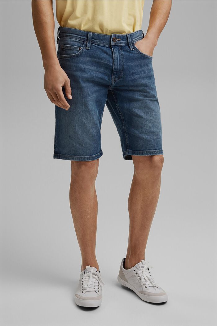 Shorts di jeans in cotone biologico, BLUE MEDIUM WASHED, detail image number 0