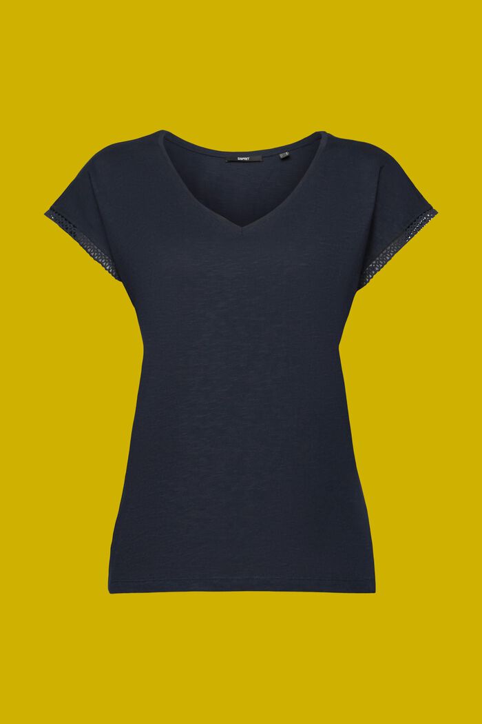 T-shirt con dettagli in pizzo, NAVY, detail image number 6