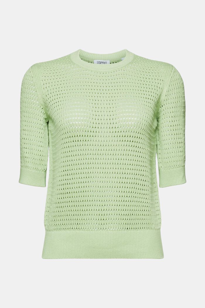 Pullover in mesh a manica corta, LIGHT GREEN, detail image number 6