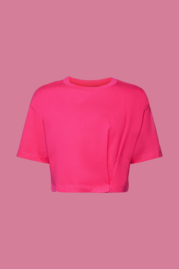 T-shirt in jersey a girocollo, cropped, PINK FUCHSIA, detail image number 6