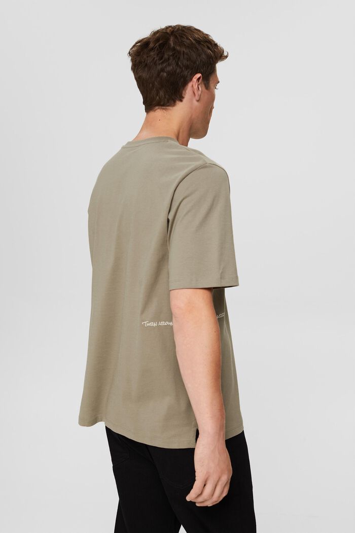 T-shirt in jersey con ricamo, cotone biologico, PALE KHAKI, detail image number 3