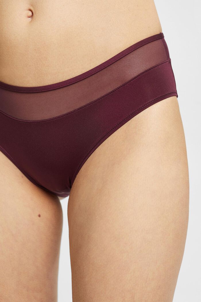 Shorts in microfibra con vita in mesh, BORDEAUX RED, detail image number 2