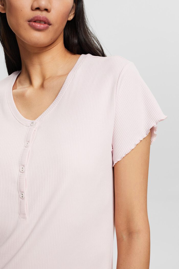Camicia da notte in jersey a coste, PASTEL PINK, detail image number 0