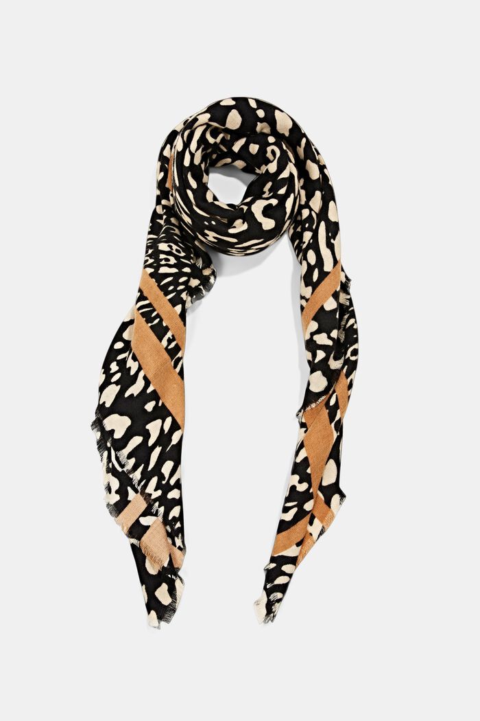 In materiale riciclato: foulard leopardato, BLACK, detail image number 0