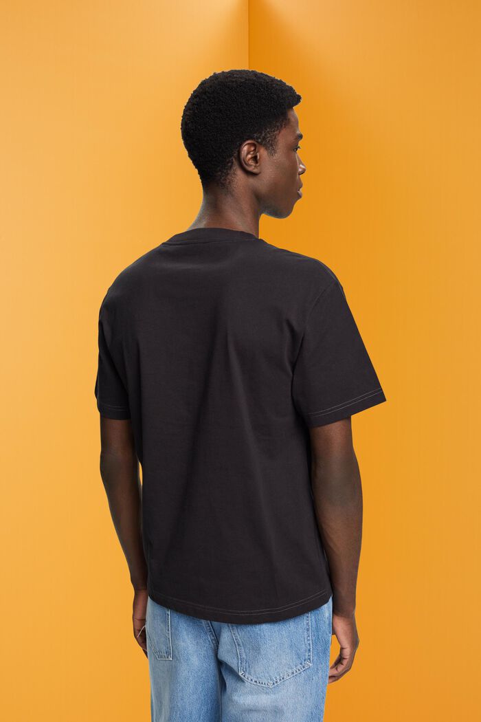 T-shirt in cotone con stampa di delfino, BLACK, detail image number 3