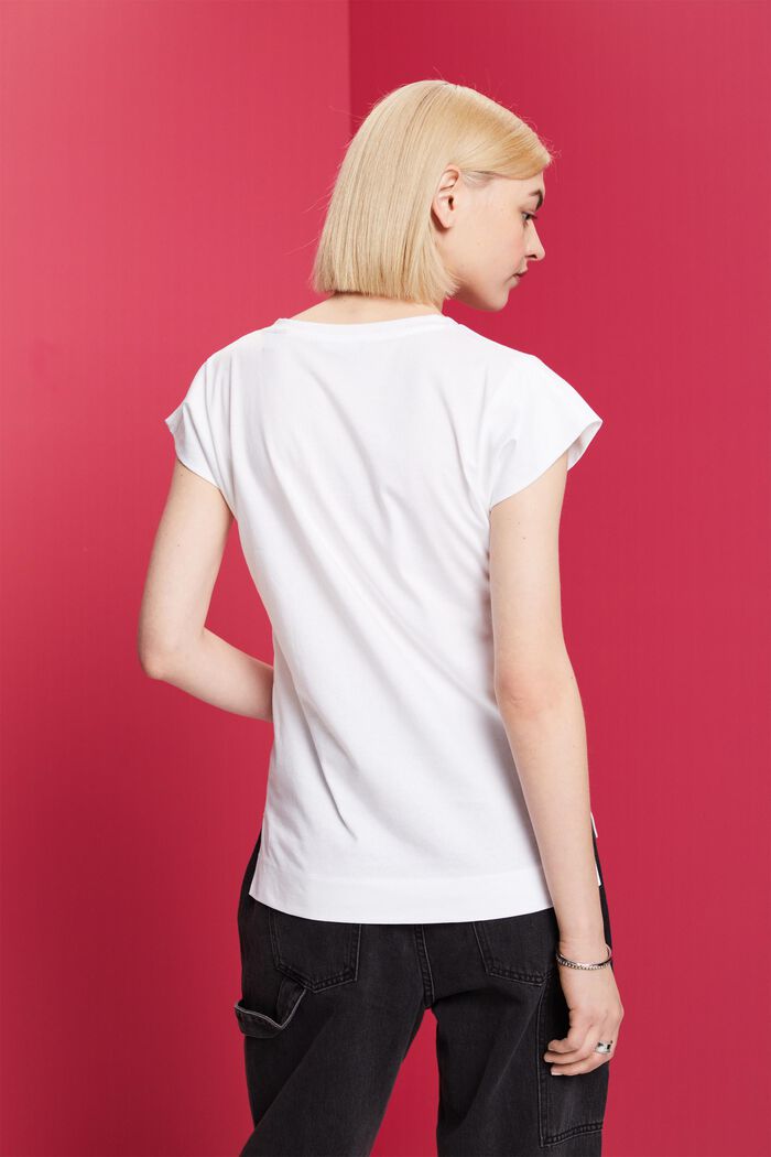 T-shirt con stampa tono su tono, 100% cotone, WHITE, detail image number 3