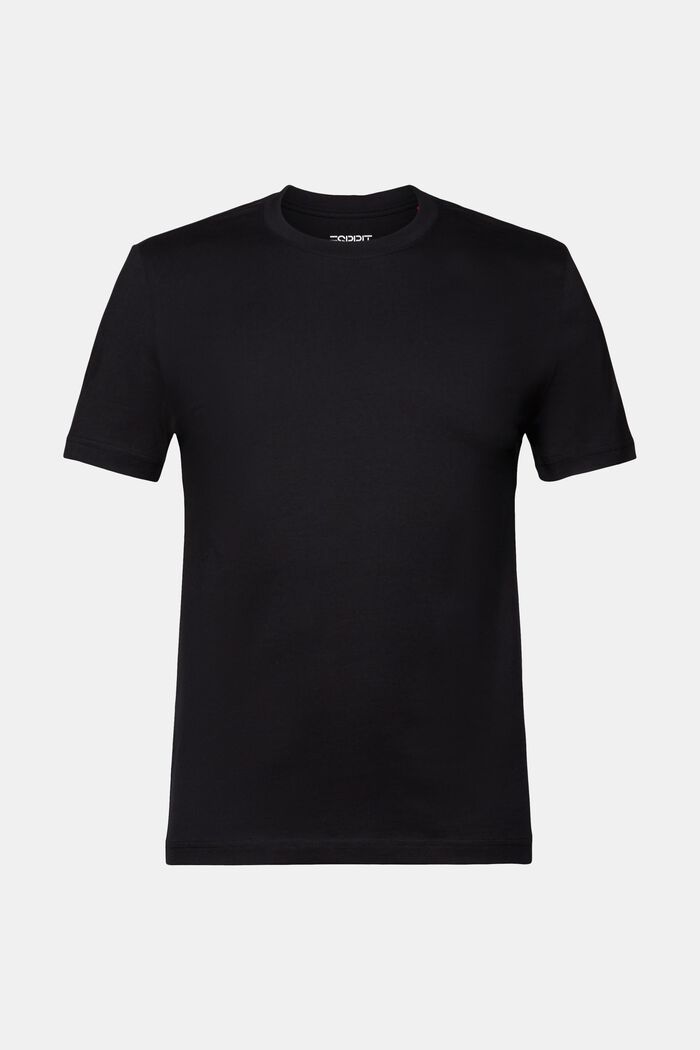T-shirt girocollo in jersey di cotone Pima, BLACK, detail image number 6