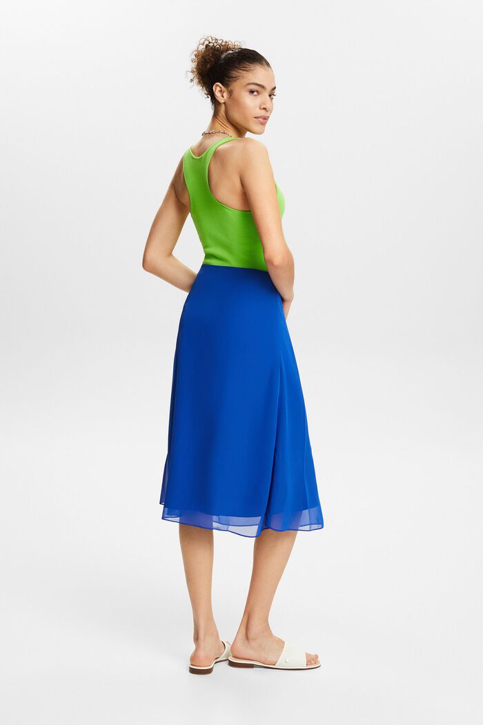 Gonna midi in chiffon, BRIGHT BLUE, detail image number 3