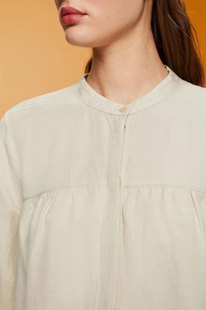 Blusa in misto lino, LIGHT TAUPE, detail image number 2