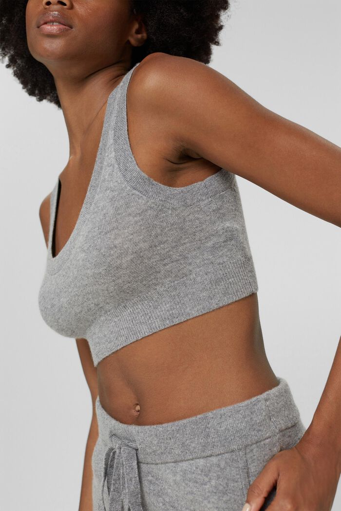 Con cashmere: crop top in maglia, MEDIUM GREY, detail image number 2