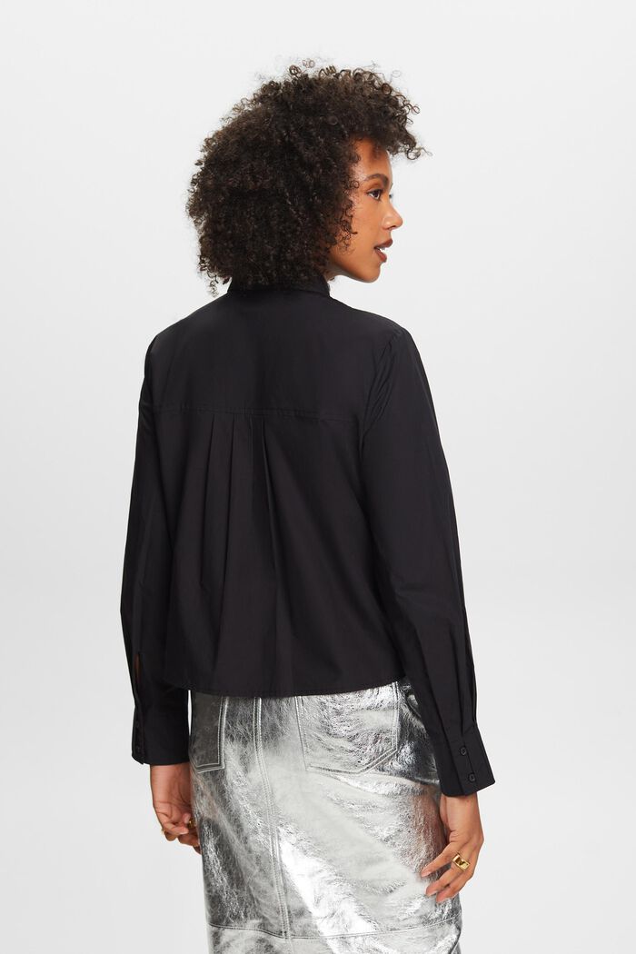 Blusa cropped in popeline, BLACK, detail image number 2