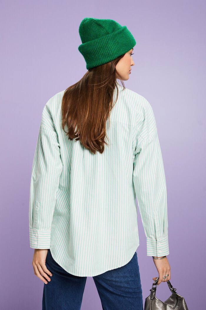 Camicia di cotone a righe oversize, GREEN, detail image number 2