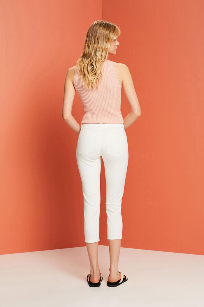 Pantaloni capri in cotone biologico, WHITE, detail image number 3