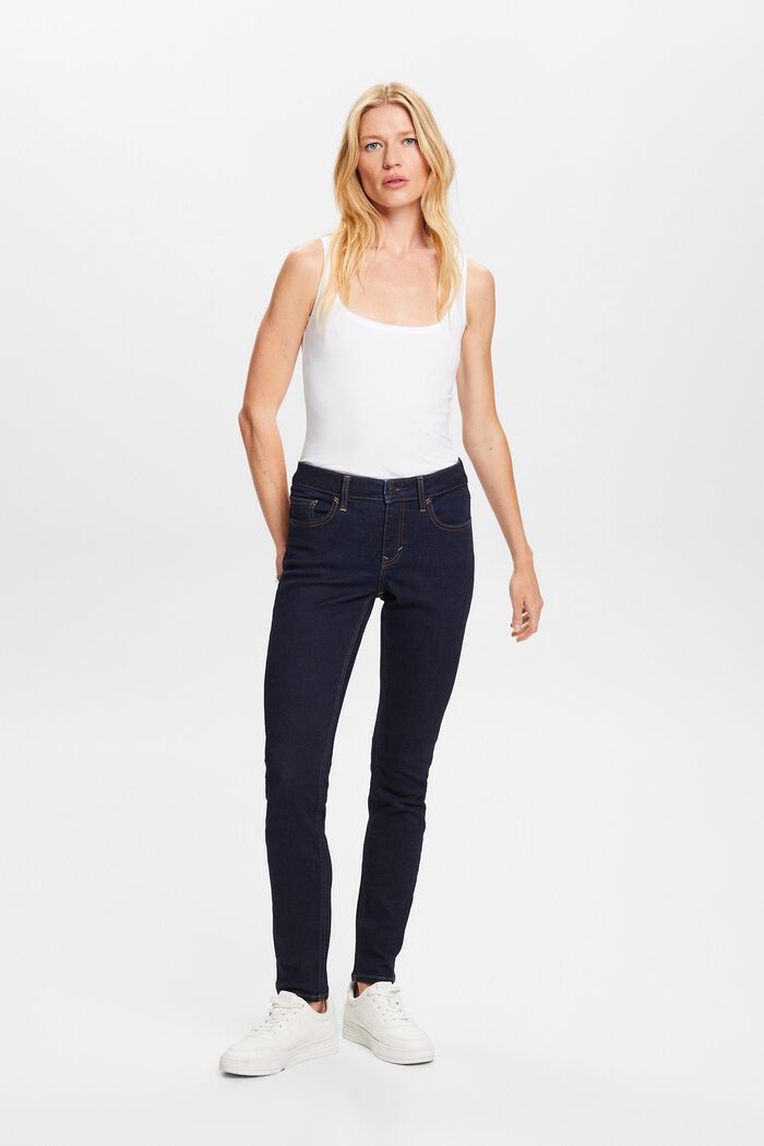 Riciclati: jeans Slim Fit stretch a vita media, BLUE RINSE, detail image number 5