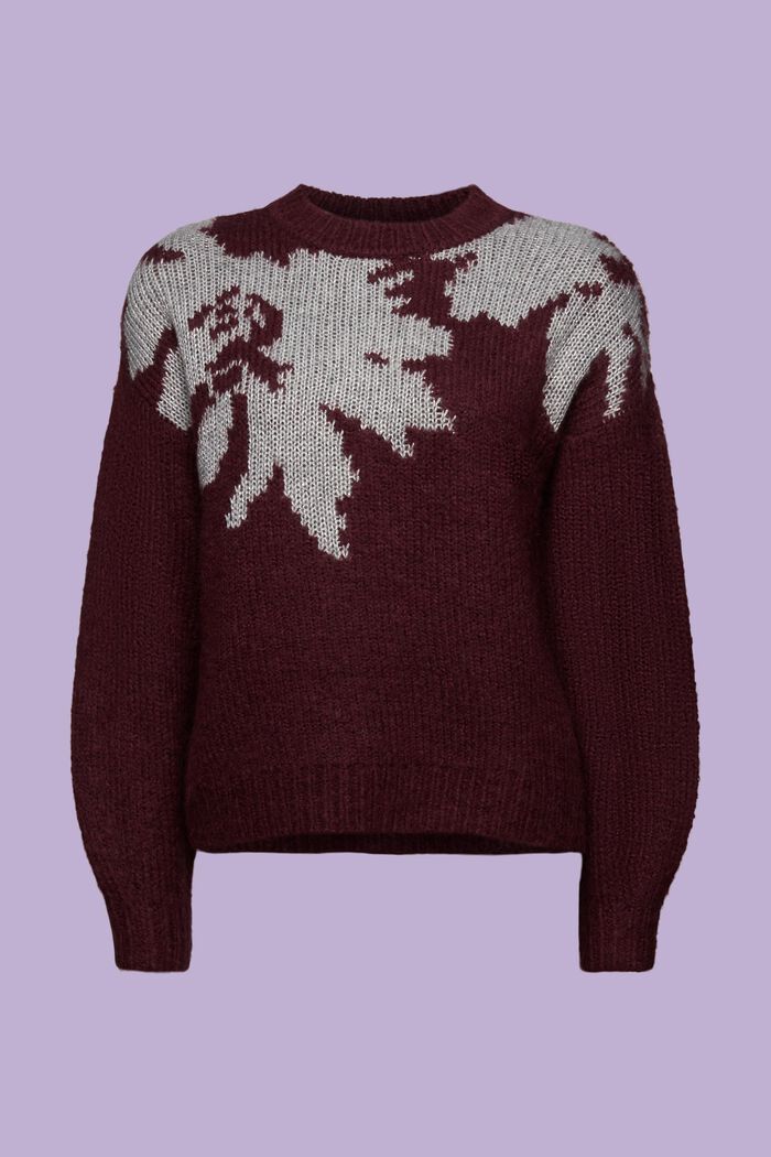 Pullover metallico jacquard a maglia, BORDEAUX RED, detail image number 7