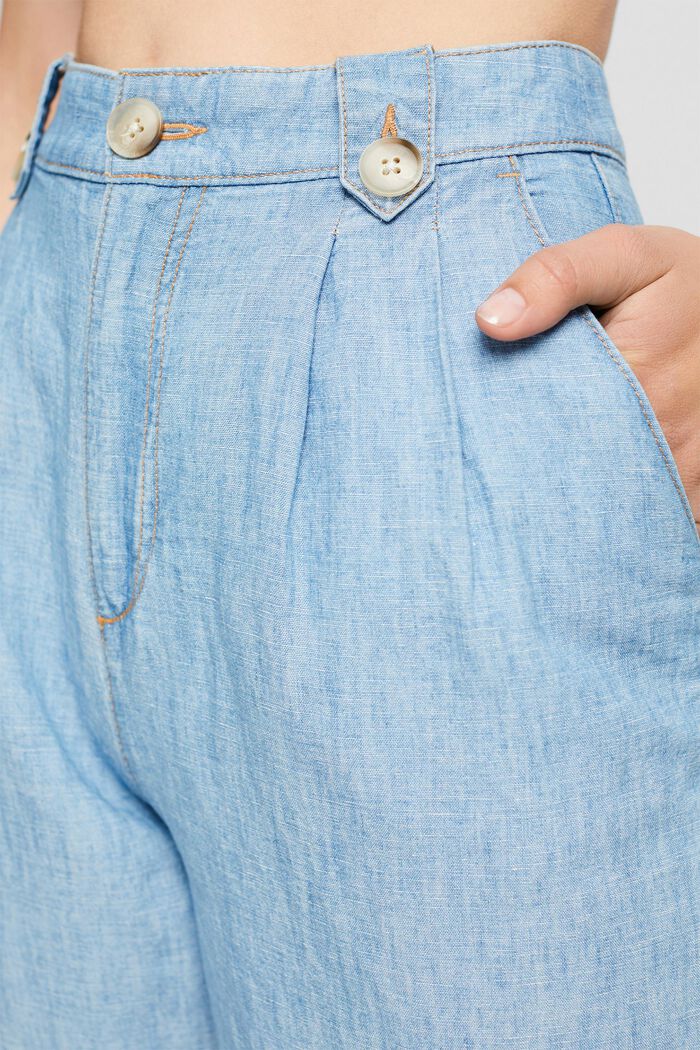 Con lino: culotte effetto denim, BLUE LIGHT WASHED, detail image number 2