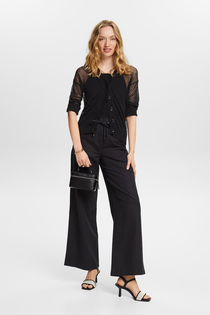 Pantaloni in cotone e lino, BLACK, detail image number 5