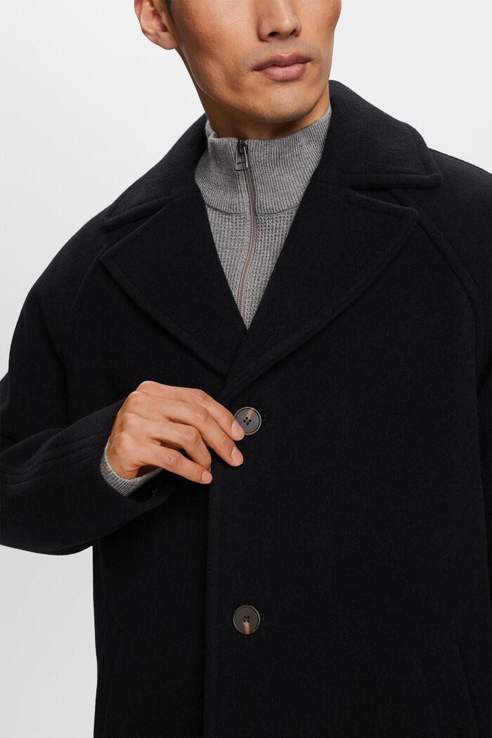Cappotto in misto lana, BLACK, detail image number 2