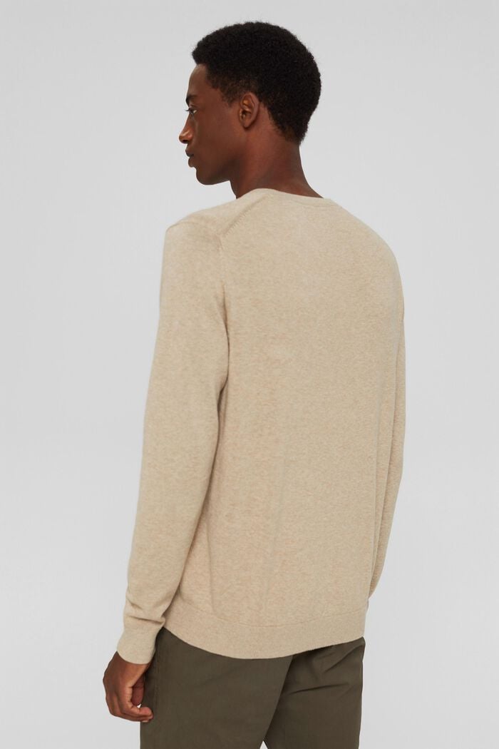 Pullover basic in 100% cotone Pima, BEIGE, detail image number 3