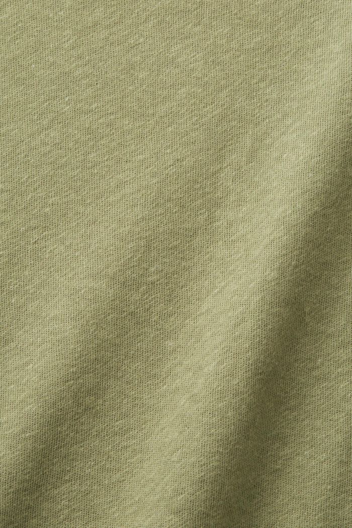 Maglietta in misto cotone e lino, LIGHT KHAKI, detail image number 5