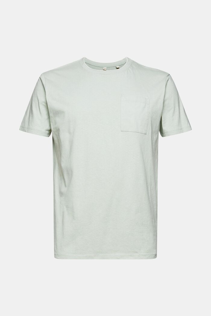 Con lino: t-shirt in jersey con taschino sul petto