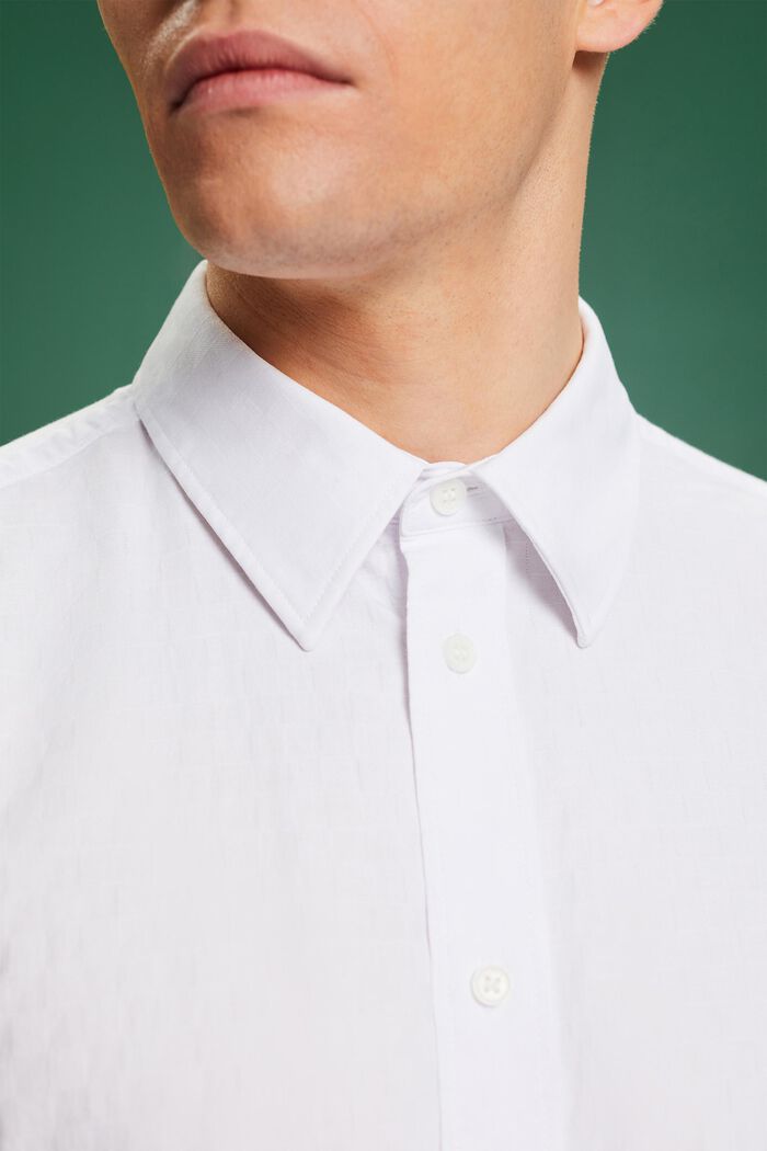 Camicia in cotone jacquard, WHITE, detail image number 2