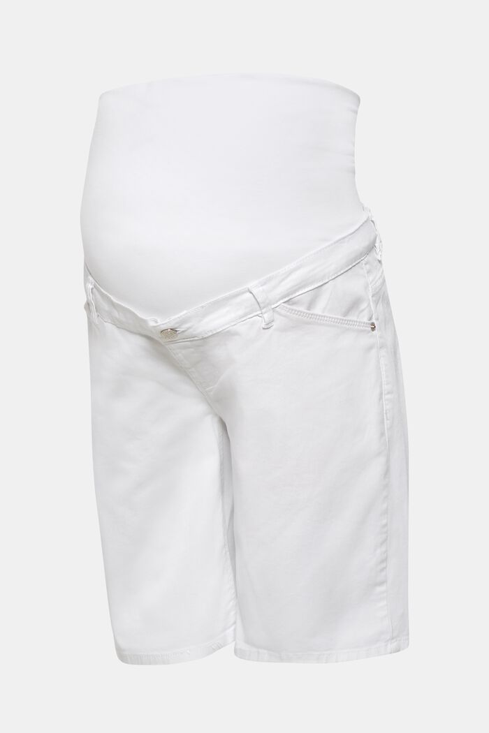 Shorts chino con fascia premaman, WHITE, overview