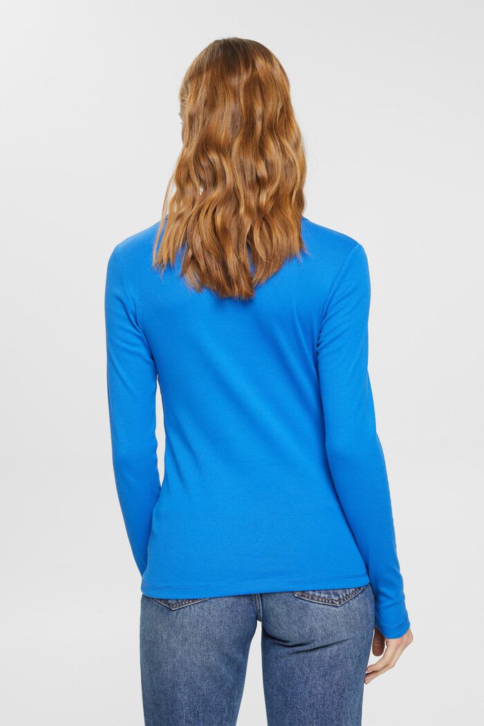 Top in cotone a maniche lunghe, BRIGHT BLUE, detail image number 3