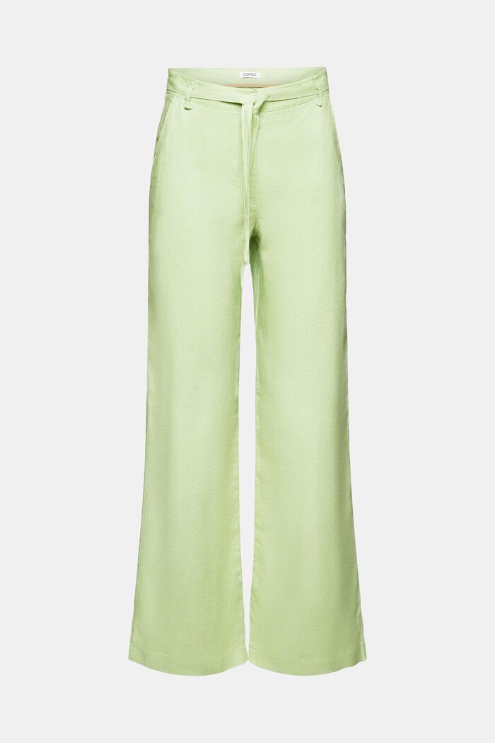 Pantaloni con cintura in lino a gamba larga, LIGHT GREEN, detail image number 6