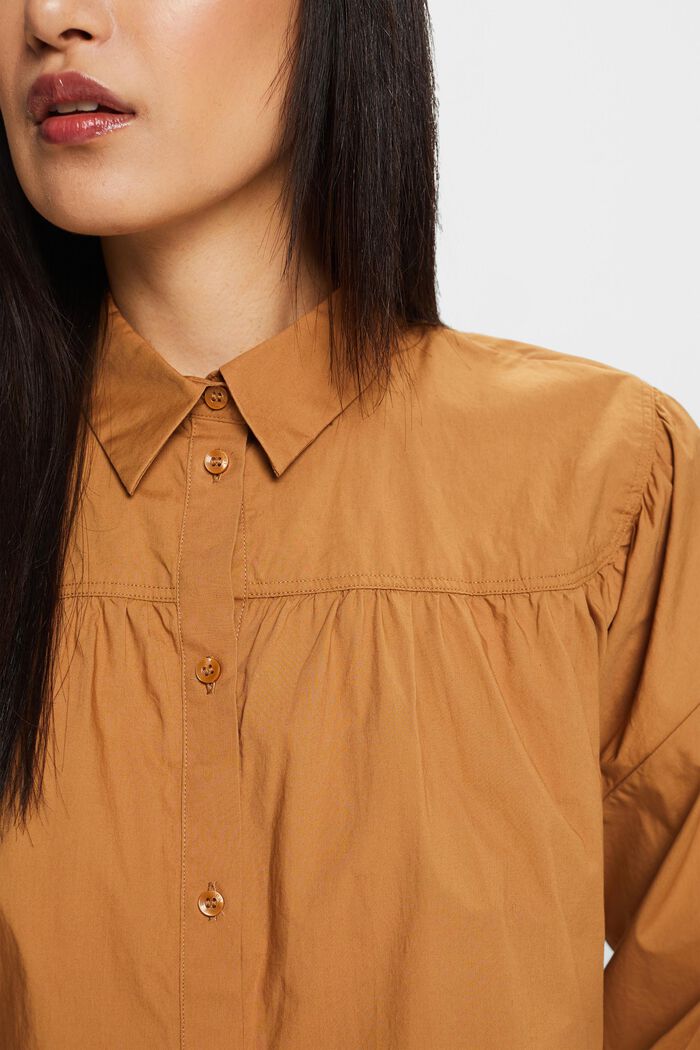 Blusa in popeline, 100% cotone, CARAMEL, detail image number 2