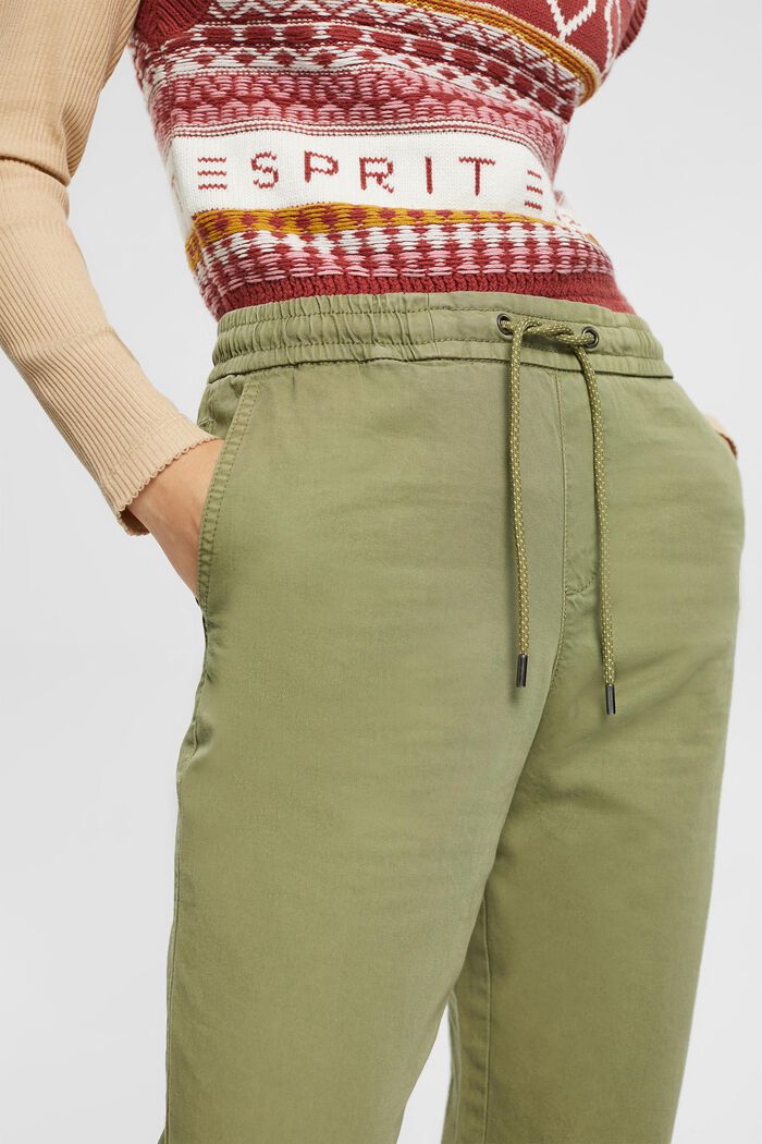 Pantaloni con coulisse e cordoncino in cotone Pima, LIGHT KHAKI, detail image number 0