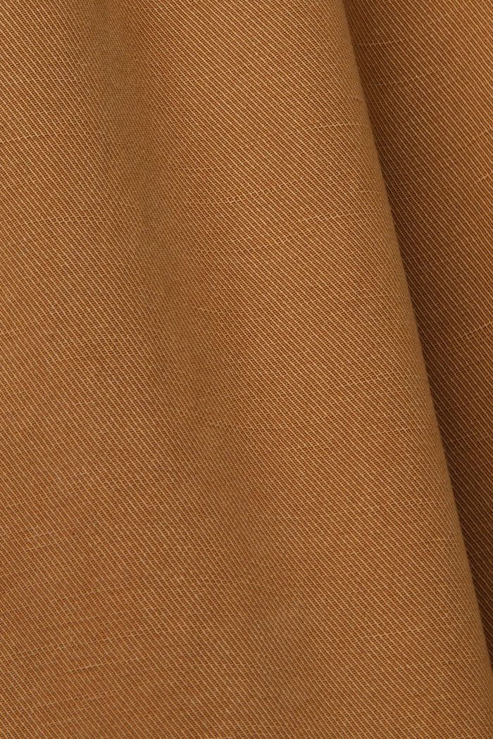 Pantaloni cropped a vita alta, gamba larga in lino, PALE KHAKI, detail image number 4