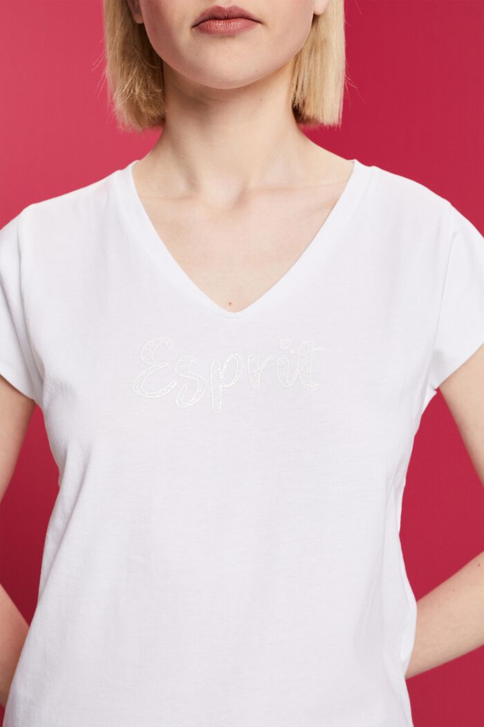 T-shirt con stampa tono su tono, 100% cotone, WHITE, detail image number 2