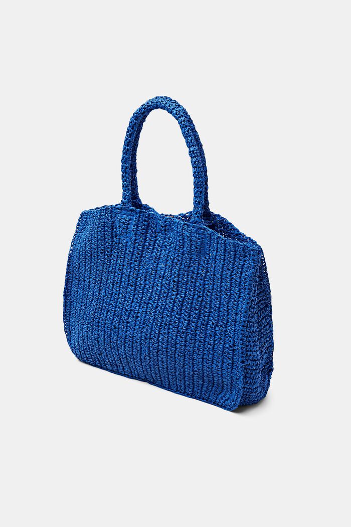 Tote bag in paglia intrecciata, BRIGHT BLUE, detail image number 2