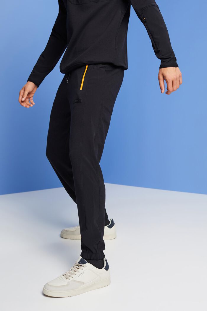 Pantaloni da jogging con zip a contrasto, BLACK, detail image number 0