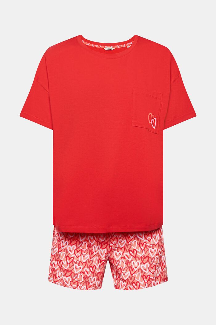 Set di pigiama con stampa di cuore, RED, detail image number 5