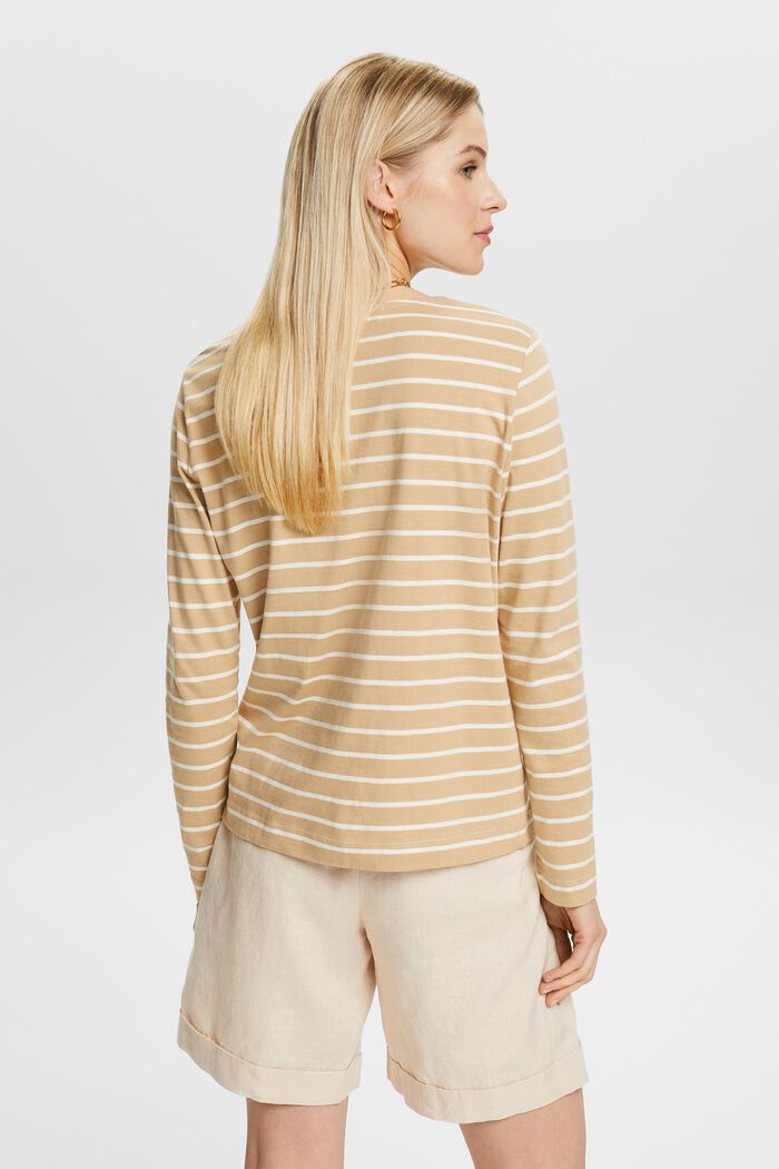 Top a maniche lunghe a righe, BEIGE, detail image number 2