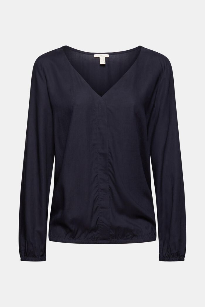 Blusa con scollo a V in LENZING™ ECOVERO™, NAVY, detail image number 0