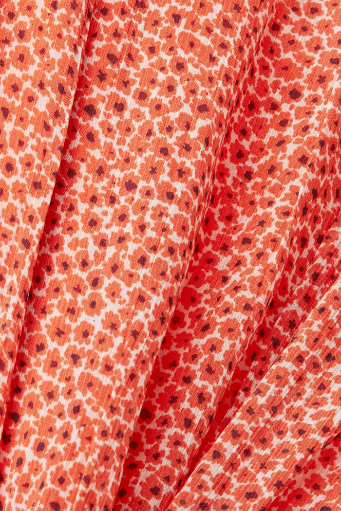 Miniabito floreale con vita arricciata, ORANGE RED, detail image number 4