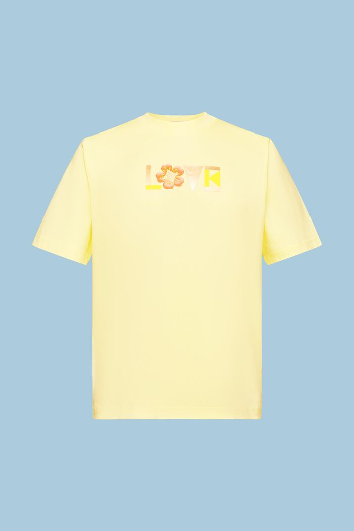 T-shirt unisex in cotone Pima stampato, PASTEL YELLOW, detail image number 8