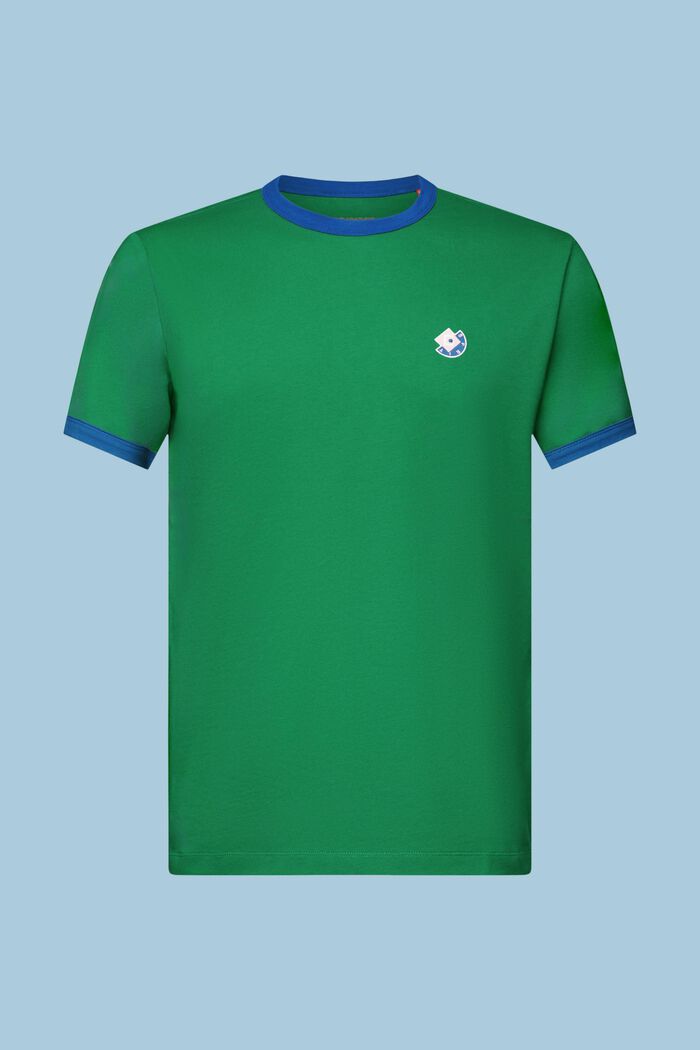 T-shirt in cotone a girocollo con logo, GREEN, detail image number 6