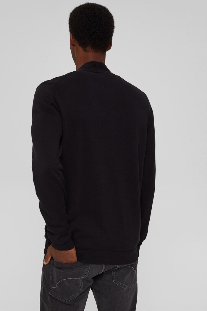 Cardigan con zip in 100% cotone biologico, BLACK, detail image number 3