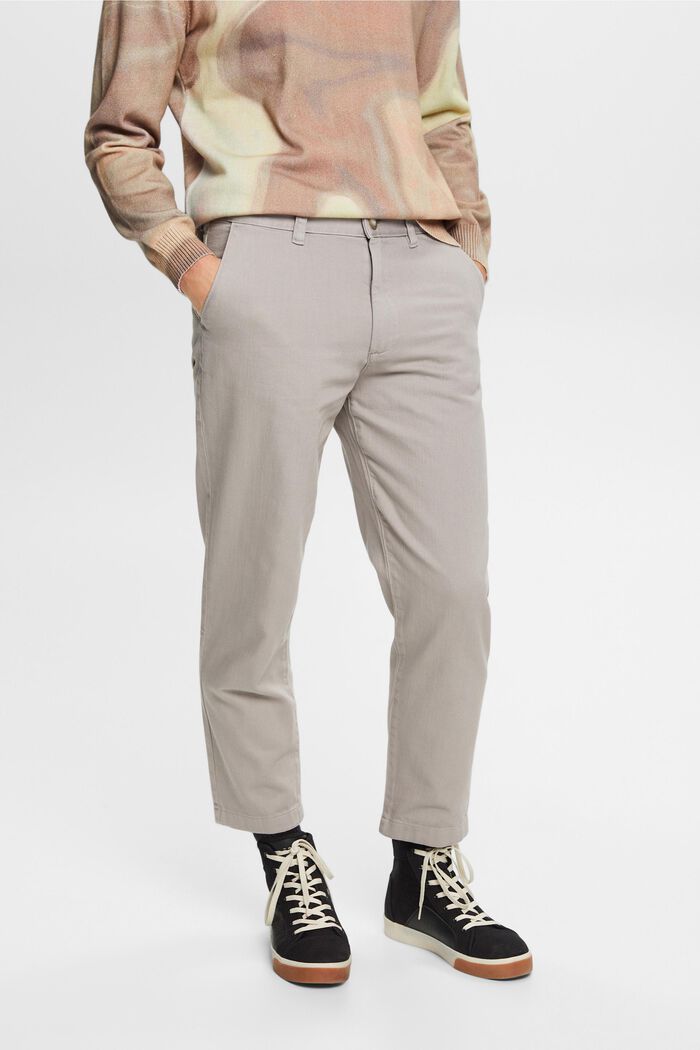 Pantaloni in cotone, taglio ampio tapered, LIGHT GREY, detail image number 0