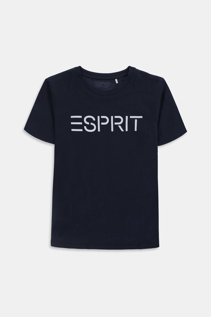 T-shirt con logo in 100% cotone, NAVY, overview