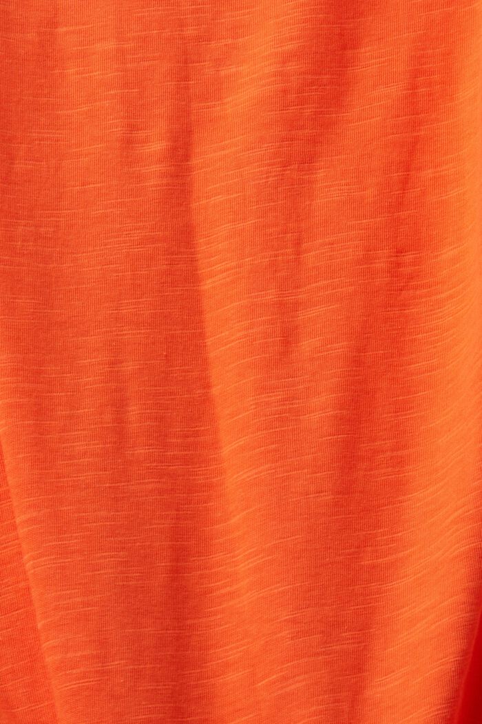 Maglietta in cotone con scollo a V e cuciture decorative, ORANGE RED, detail image number 5