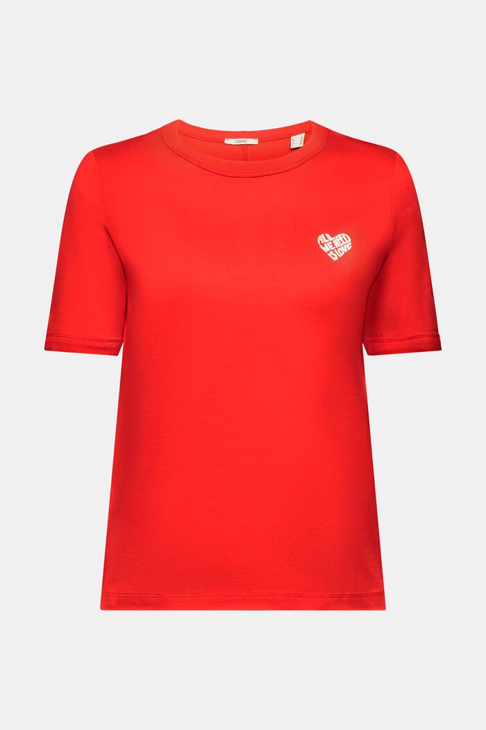 T-shirt di cotone con logo a forma di cuore, RED, detail image number 6