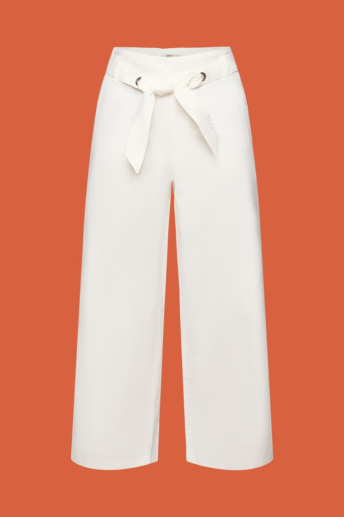 Culotte in lino e cotone con cintura, WHITE, detail image number 7