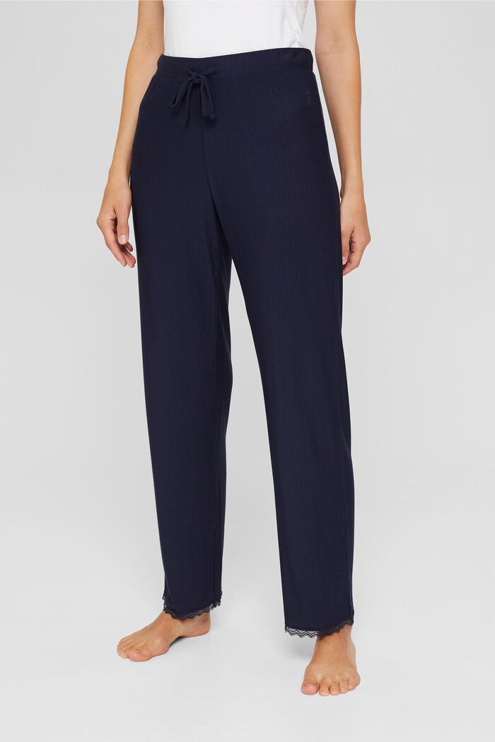 Pantaloni da pigiama con pizzo, LENZING™ ECOVERO™, NAVY, detail image number 0